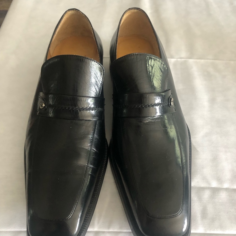 Marelli Black Leather Men's Loafers Made by hand in Italy 43.5